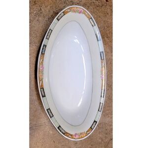 Noritake N1160 Vintage Oval Serving Dish Made in Japan Floral Gold Trim